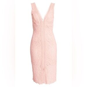 BARDOT Morgan Front Slit Lace Cocktail Dress in Blush Pink Sz. 4 XS